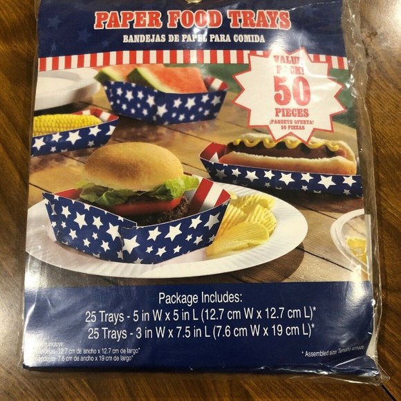 4th of July AMERICAN PRIDE PAPER FOOD TRAYS (50pc) - Picture 2 of 3